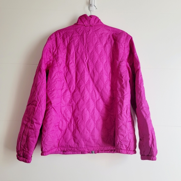 Womens Gray and White Snow Jacket w/ removeable Fuschia Pink Fleece Jacket Sz L - Picture 4 of 12